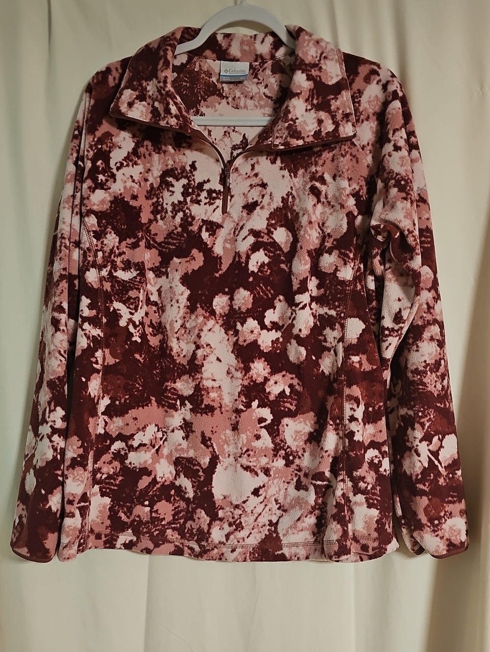 Columbia Pullover Jacket  in Pink and Burgundy Tie-Dye